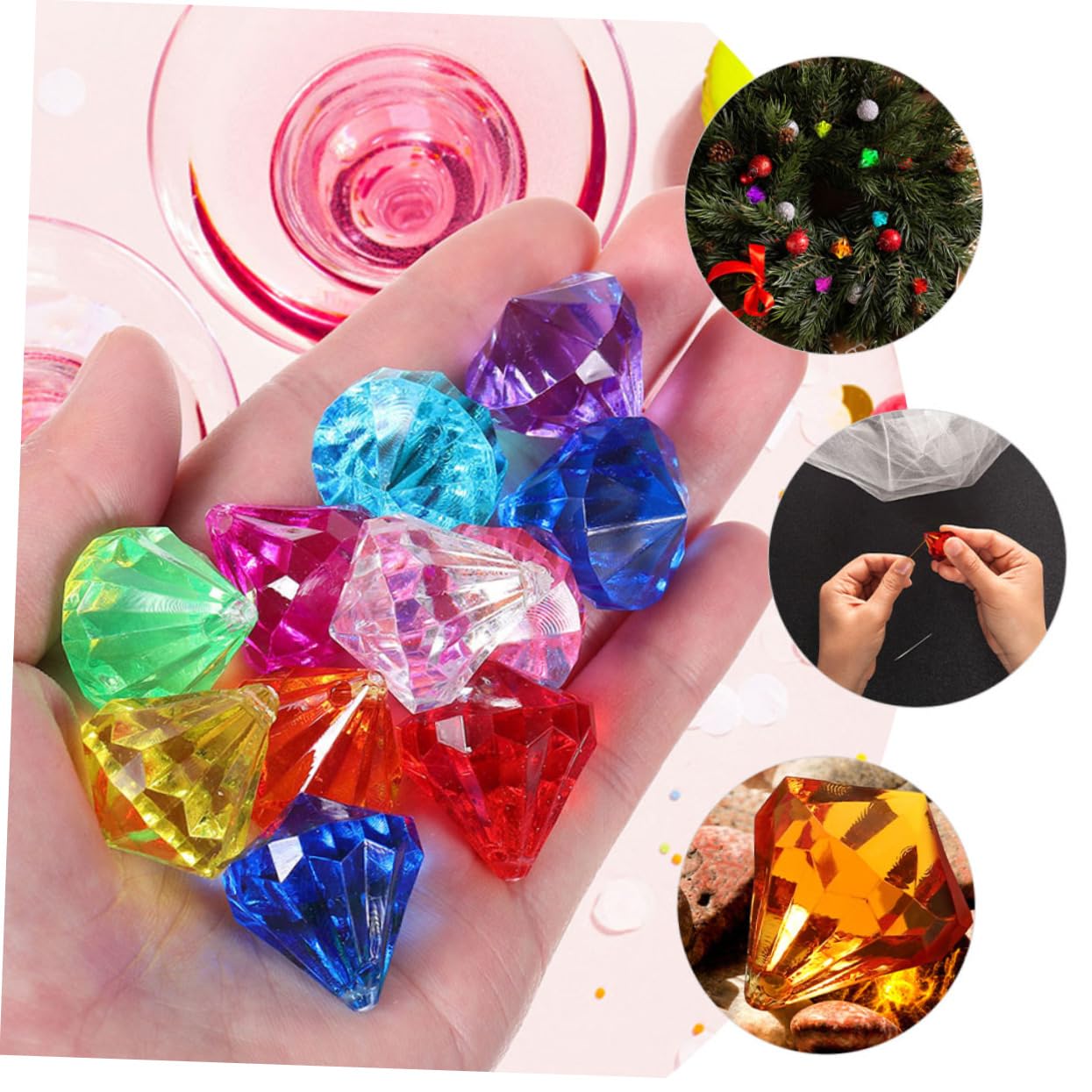 アクリル製　ダイヤモンド Amazon.co.jp: OUNONA 100個入りアクリル製ダイヤモンドおもちゃはDIY